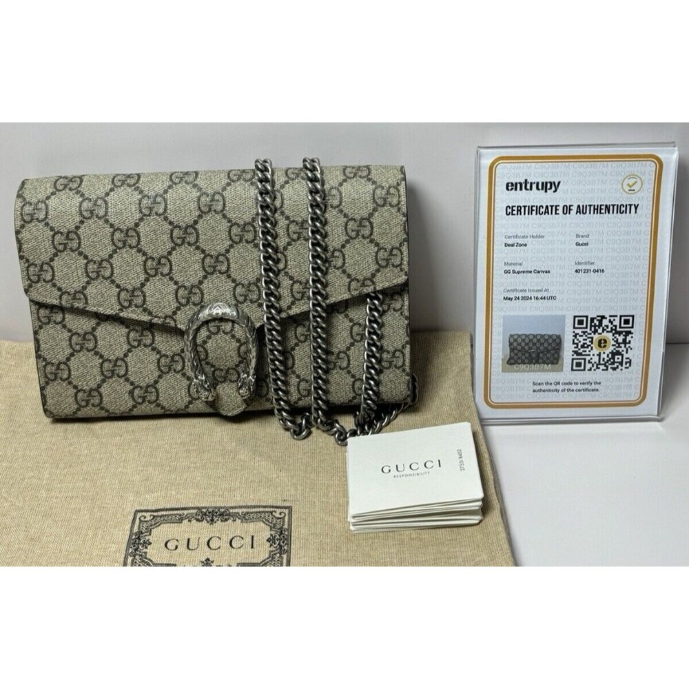 Gucci Dionysus GG Supreme Crossbody Chain Wallet